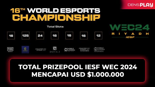 TOTAL PRIZEPOOL IESF WEC 2024 MENCAPAI USD $1.000.000